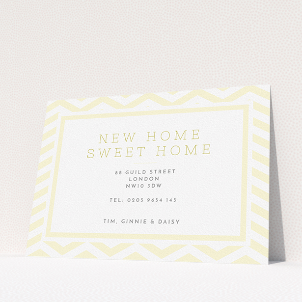 A change of address card template titled "Pastel Wave". It is an A5 card in a landscape orientation. "Pastel Wave" is available as a flat card, with mainly cream colouring.