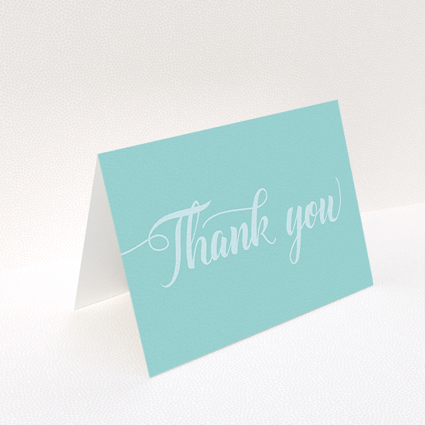 A communion thank you card design called "Blue on Blue Typography". It is an A6 card in a landscape orientation. "Blue on Blue Typography" is available as a folded card, with mainly blue colouring.