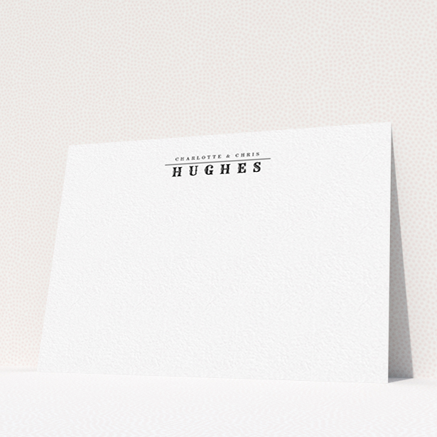 A couples correspondence card template titled "Big and bold". It is an A6 card in a landscape orientation. "Big and bold" is available as a flat card, with mainly white colouring.