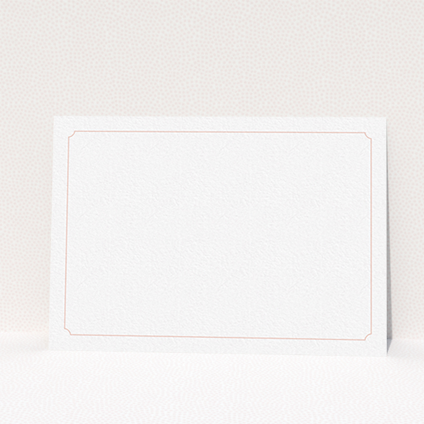 A couples correspondence card design called "Pink circle border". It is an A6 card in a landscape orientation. "Pink circle border" is available as a flat card, with tones of white and pink.