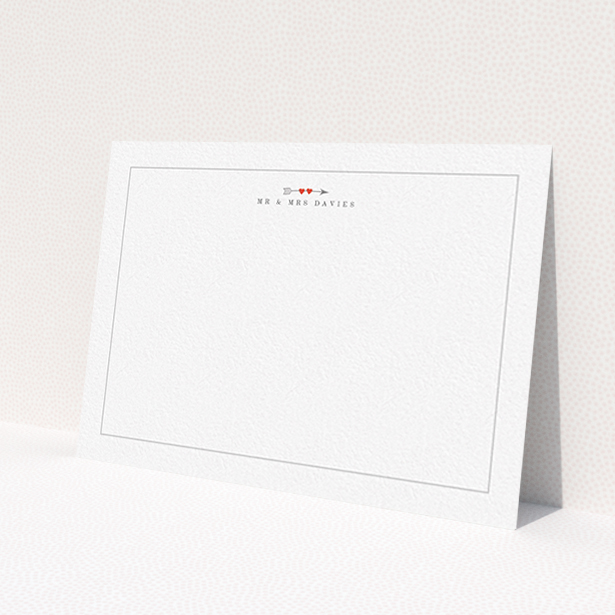 A couples correspondence card called 'Saint Valentine'. It is an A6 card in a landscape orientation. 'Saint Valentine' is available as a flat card, with tones of white and red.
