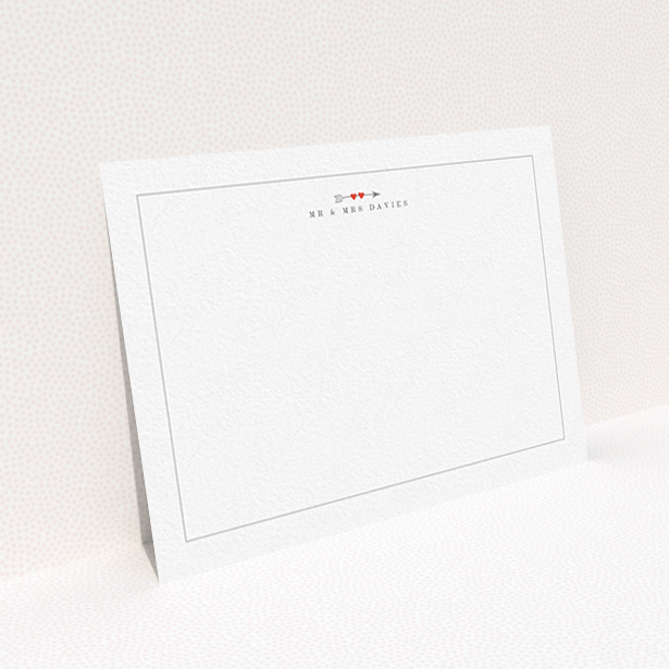 A couples correspondence card called "Saint Valentine". It is an A6 card in a landscape orientation. "Saint Valentine" is available as a flat card, with tones of white and red.