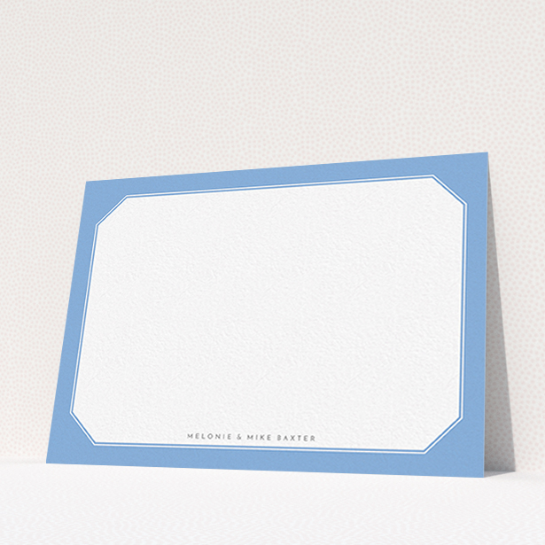 A couples personalised note card named "Classic Blur". It is an A6 card in a landscape orientation. "Classic Blur" is available as a flat card, with tones of blue and white.