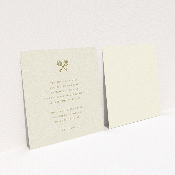 A funeral thank you card named "Cross Keys". It is a square (148mm x 148mm) card in a square orientation. "Cross Keys" is available as a flat card, with tones of cream and gold.