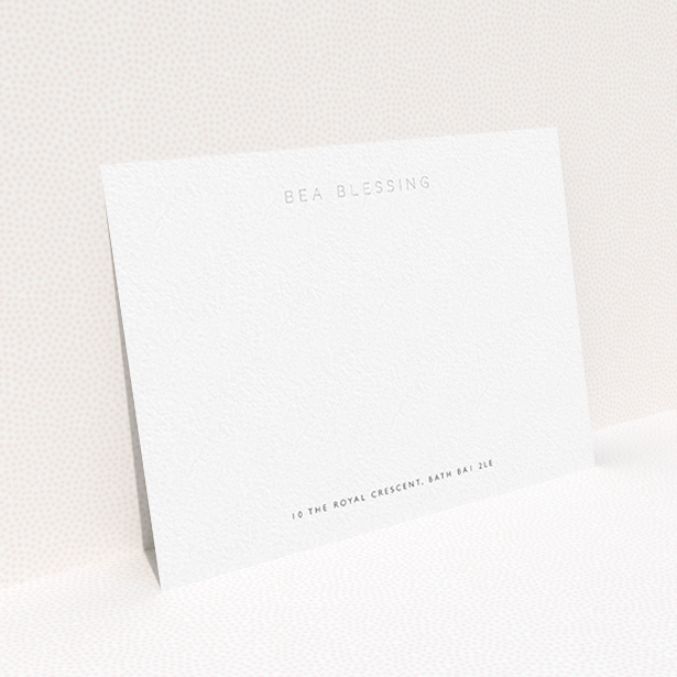 A ladies custom writing stationery design titled "Name in lights". It is an A6 card in a landscape orientation. "Name in lights" is available as a flat card, with mainly white colouring.