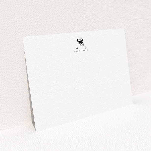 A ladies custom writing stationery design titled "Over the wall". It is an A6 card in a landscape orientation. "Over the wall" is available as a flat card, with mainly white colouring.