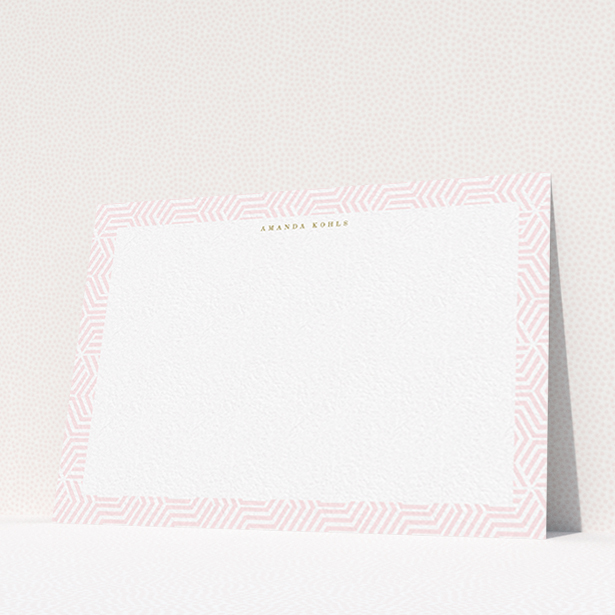 A ladies custom writing stationery named "The roundabout". It is an A6 card in a landscape orientation. "The roundabout" is available as a flat card, with tones of pink and white.