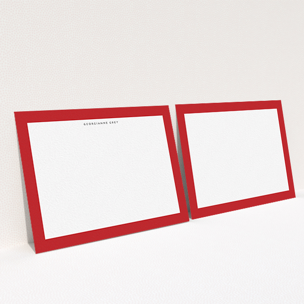 A ladies personalised note card template titled "Big Red". It is an A6 card in a landscape orientation. "Big Red" is available as a flat card, with tones of red and white.