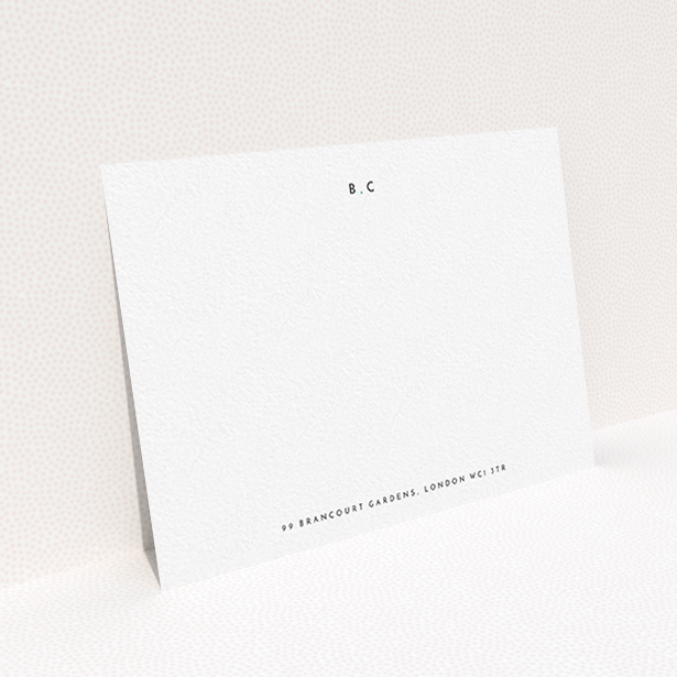 A ladies personalised note card named "Bullet points". It is an A6 card in a landscape orientation. "Bullet points" is available as a flat card, with mainly white colouring.