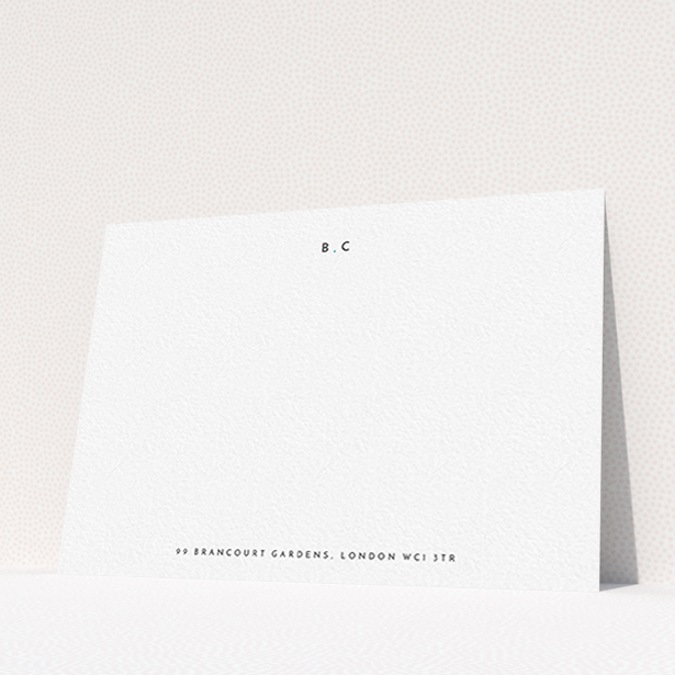 A ladies personalised note card named "Bullet points". It is an A6 card in a landscape orientation. "Bullet points" is available as a flat card, with mainly white colouring.