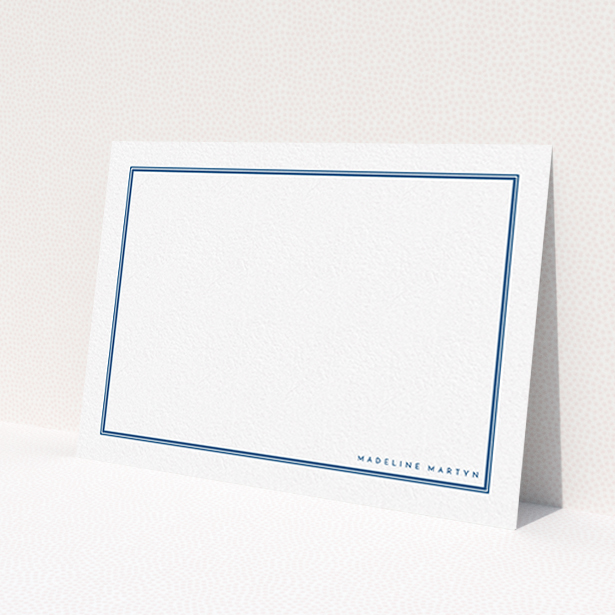 A ladies personalised note card design called 'Ordering blue'. It is an A6 card in a landscape orientation. 'Ordering blue' is available as a flat card, with tones of blue and white.