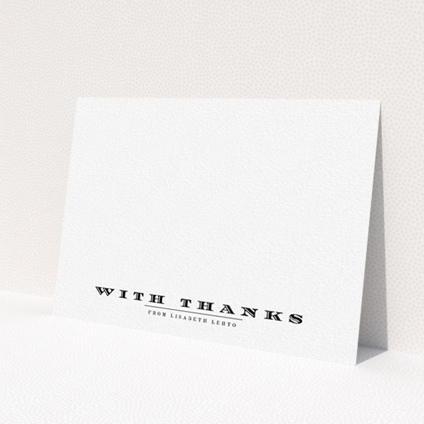 A ladies personalised note card design named 'Overwritten'. It is an A6 card in a landscape orientation. 'Overwritten' is available as a flat card, with mainly white colouring.