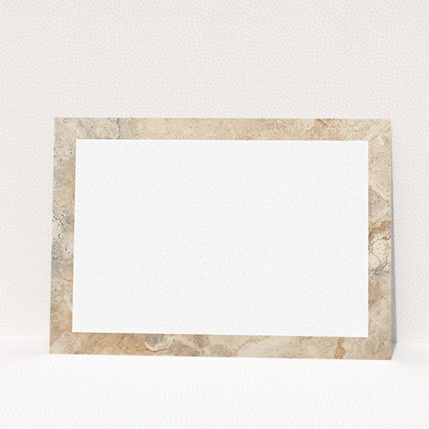 A ladies personalised note card design titled "The cream of marble". It is an A6 card in a landscape orientation. "The cream of marble" is available as a flat card, with tones of cream and faded orange.