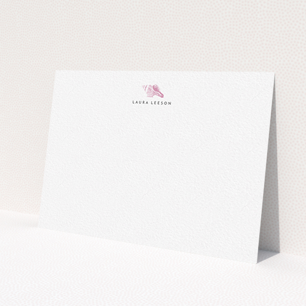 A ladies personalised note card design titled 'To the year'. It is an A6 card in a landscape orientation. 'To the year' is available as a flat card, with tones of white and pink.