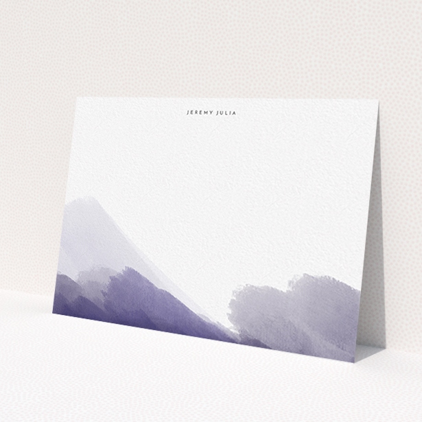 A men custom writing stationery design named 'Blue smudge'. It is an A6 card in a landscape orientation. 'Blue smudge' is available as a flat card, with tones of blue and white.