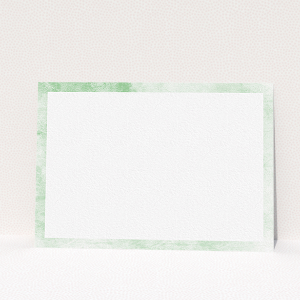 A men custom writing stationery named "Rustic Green". It is an A6 card in a landscape orientation. "Rustic Green" is available as a flat card, with tones of green and white.