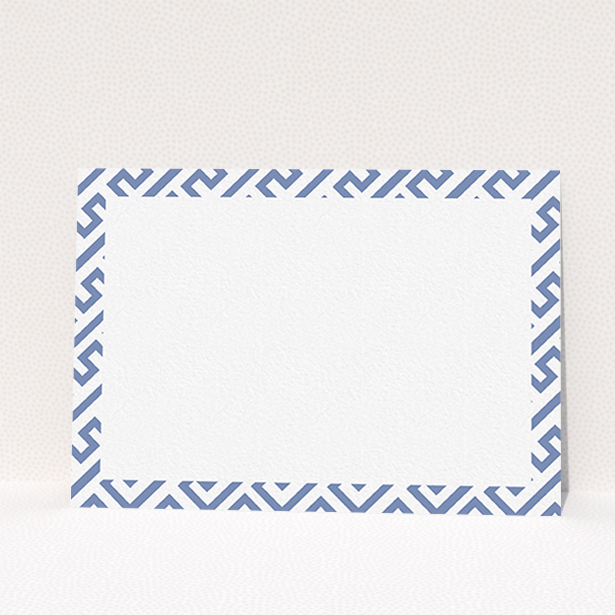 A men personalised note card called "Blue maze". It is an A6 card in a landscape orientation. "Blue maze" is available as a flat card, with tones of blue and white.