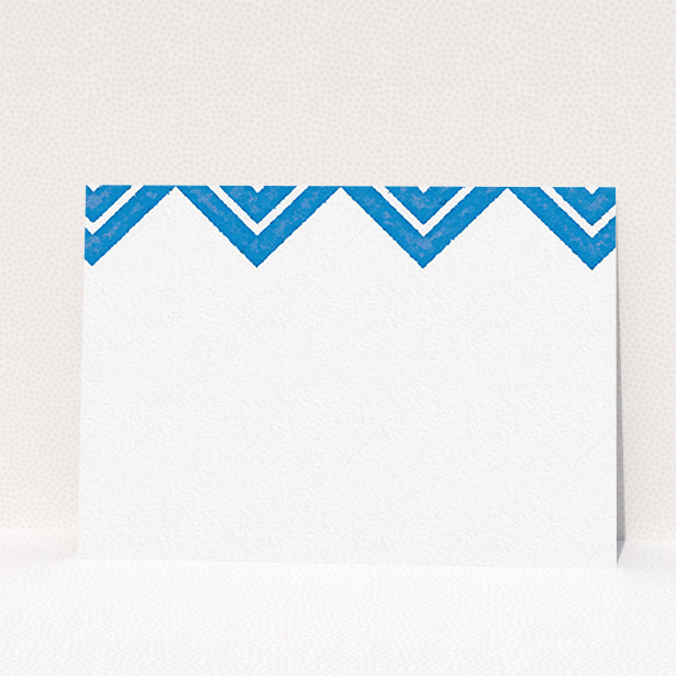 A men personalised note card design titled "Skiapthos". It is an A6 card in a landscape orientation. "Skiapthos" is available as a flat card, with tones of blue and white.