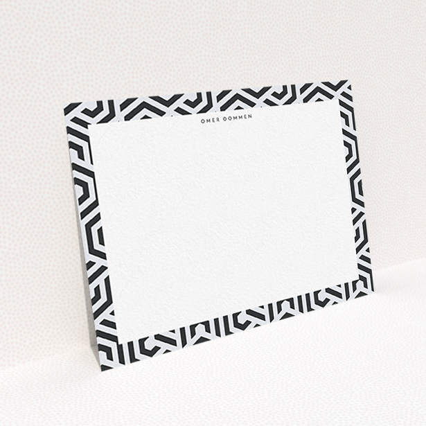 A mens correspondence card design called "On the top". It is an A6 card in a landscape orientation. "On the top" is available as a flat card, with tones of blue and white.