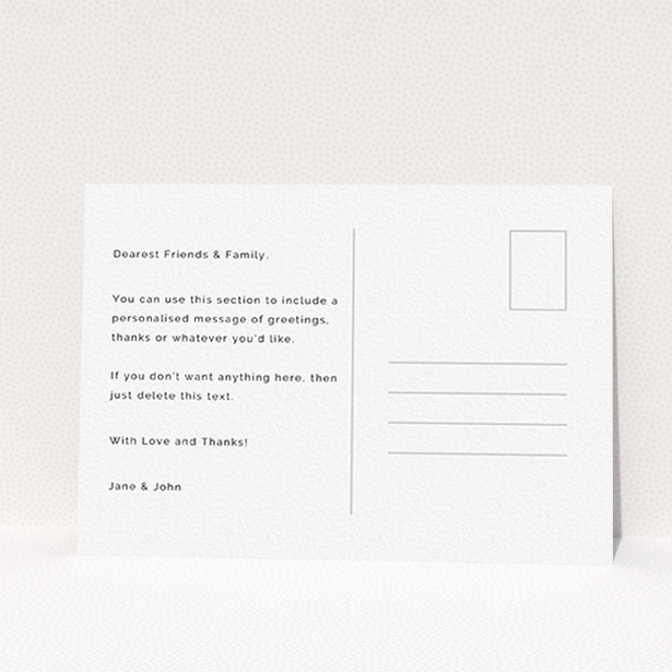 A new baby announcement card named "Big Banner". It is an A6 card in a landscape orientation. It is a photographic new baby announcement card with room for 1 photo. "Big Banner" is available as a flat card, with tones of blue, light blue and yellow.