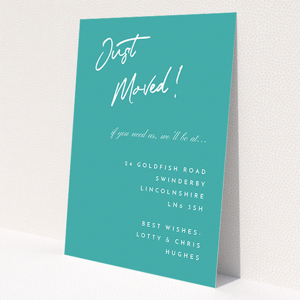 A new home card called 'Simple Blue'. It is an A5 card in a portrait orientation. 'Simple Blue' is available as a flat card, with tones of green and white.
