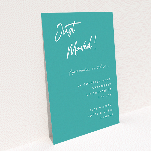 A new home card called "Simple Blue". It is an A5 card in a portrait orientation. "Simple Blue" is available as a flat card, with tones of green and white.