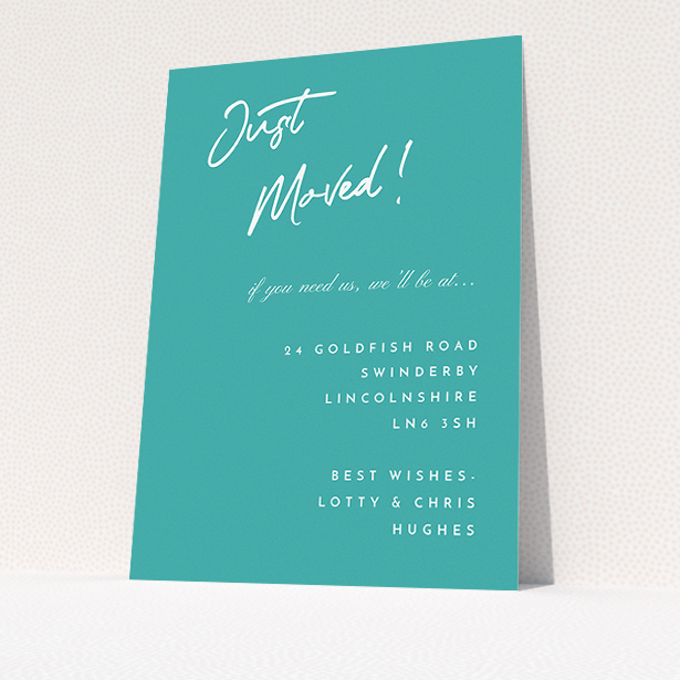 A new home card called "Simple Blue". It is an A5 card in a portrait orientation. "Simple Blue" is available as a flat card, with tones of green and white.