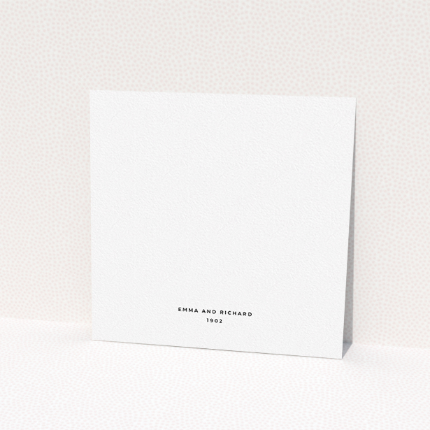 A personalised wedding invitation design titled "Harrison notch". It is a square (148mm x 148mm) invite in a square orientation. "Harrison notch" is available as a flat invite, with tones of white and pink.