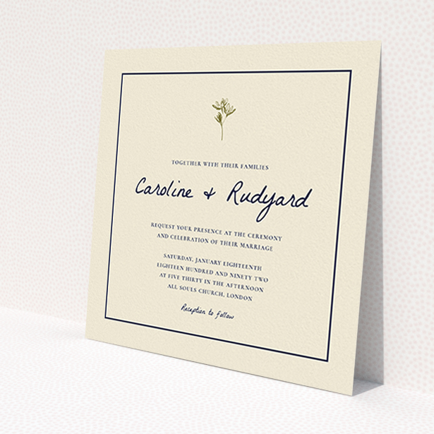 A personalised wedding invitation called 'My little daisy'. It is a square (148mm x 148mm) invite in a square orientation. 'My little daisy' is available as a flat invite, with tones of cream and gold.
