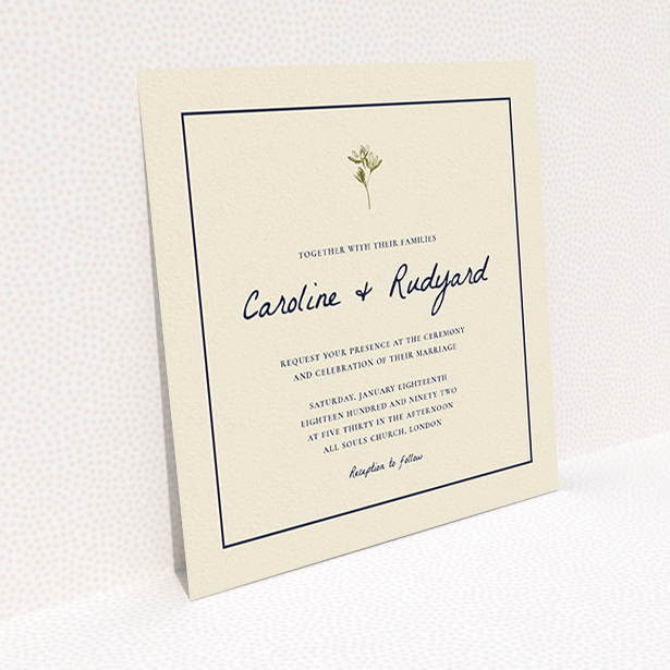 A personalised wedding invitation called "My little daisy". It is a square (148mm x 148mm) invite in a square orientation. "My little daisy" is available as a flat invite, with tones of cream and gold.