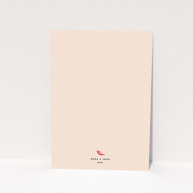 A personalised wedding invitation template titled "Petal avalanche". It is an A6 invite in a portrait orientation. "Petal avalanche" is available as a flat invite, with tones of pink, red and white.