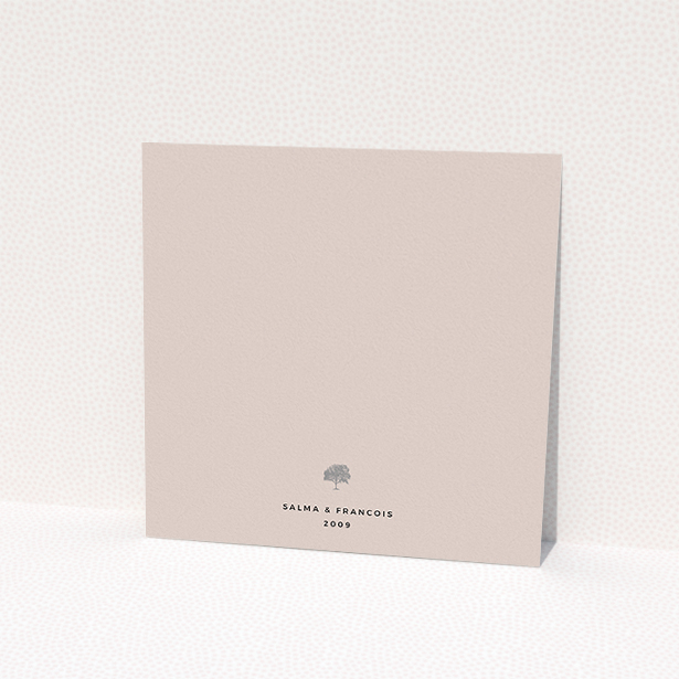 A personalised wedding invitation called "Royal oak". It is a square (148mm x 148mm) invite in a square orientation. "Royal oak" is available as a flat invite, with mainly dark cream colouring.
