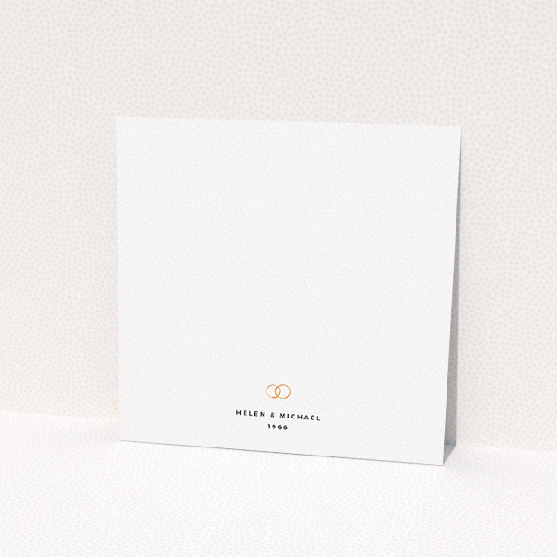A personalised wedding invitation design named "The newlyweds". It is a square (148mm x 148mm) invite in a square orientation. "The newlyweds" is available as a flat invite, with tones of white and gold.