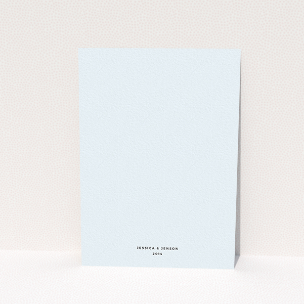 A personalised wedding invitation design titled "To the right". It is an A6 invite in a portrait orientation. "To the right" is available as a flat invite, with mainly light blue colouring.
