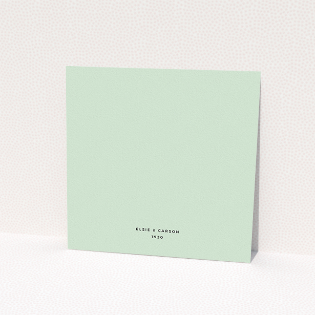 A personalised wedding invitation named "Turquoise polkadots". It is a square (148mm x 148mm) invite in a square orientation. "Turquoise polkadots" is available as a flat invite, with tones of green and yellow.