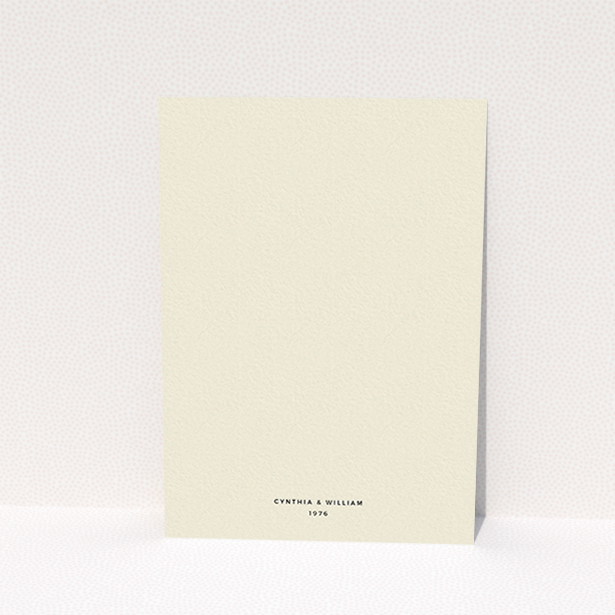 A personalised wedding invite design named "Bullet point". It is an A6 invite in a portrait orientation. "Bullet point" is available as a flat invite, with tones of cream and gold.