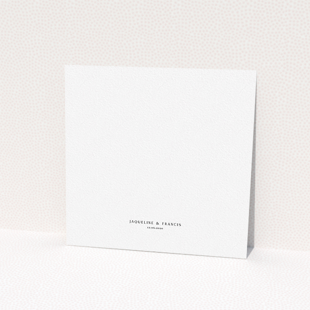 A personalised wedding invite design titled "Skiapthos". It is a square (148mm x 148mm) invite in a square orientation. "Skiapthos" is available as a flat invite, with tones of blue and white.