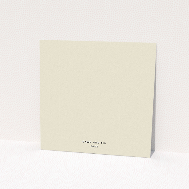 A personalised wedding invite template titled "Three line border". It is a square (148mm x 148mm) invite in a square orientation. "Three line border" is available as a flat invite, with mainly dark cream colouring.