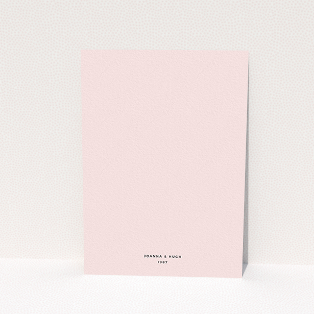 A personalised wedding invite called "To the left". It is an A6 invite in a portrait orientation. "To the left" is available as a flat invite, with mainly pink colouring.