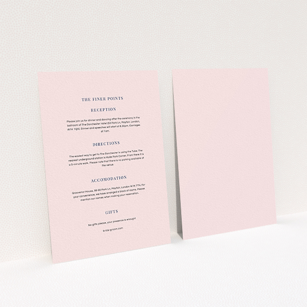 A wedding insert card named "To the right". It is an A6 card in a portrait orientation. "To the right" is available as a flat card, with mainly light pink colouring.