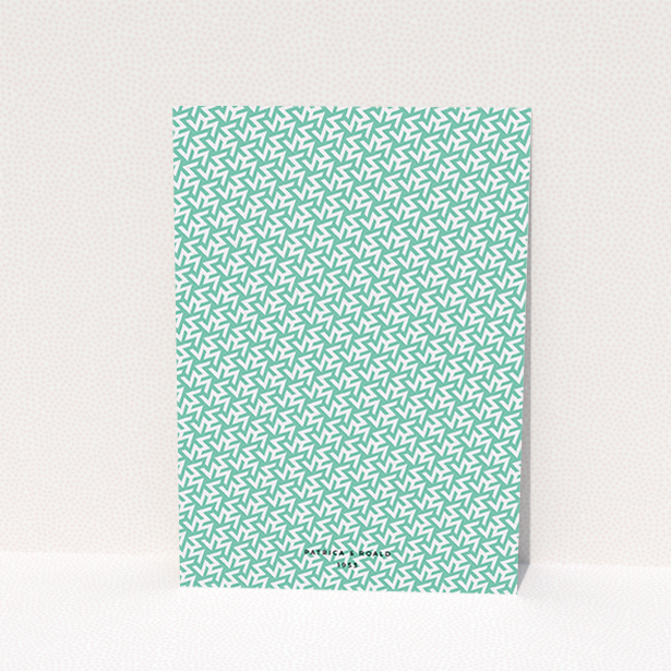 A wedding invite card design named "Born in the 80s". It is an A6 invite in a portrait orientation. "Born in the 80s" is available as a flat invite, with tones of green and white.
