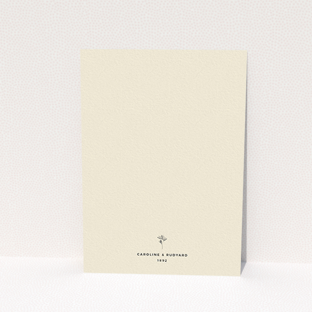A wedding invite card called "My little daisy". It is an A6 invite in a portrait orientation. "My little daisy" is available as a flat invite, with tones of cream and gold.