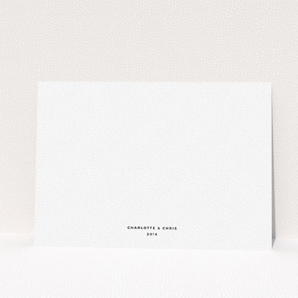 A wedding invite card design titled "Nice and square". It is an A6 invite in a landscape orientation. "Nice and square" is available as a flat invite, with mainly white colouring.