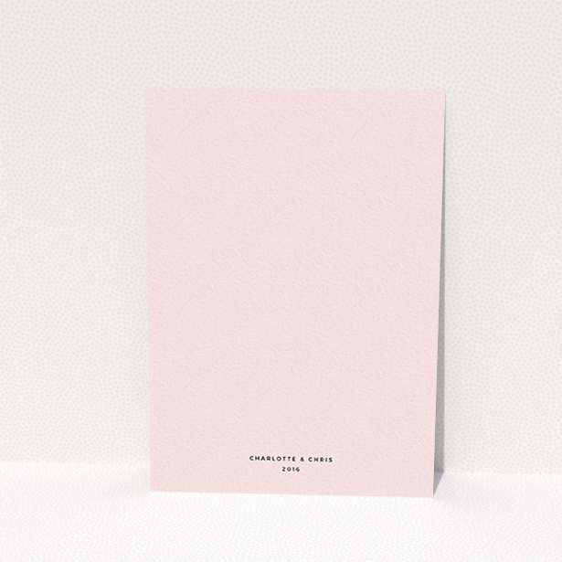 A wedding invite card template titled "Script switch". It is an A6 invite in a portrait orientation. "Script switch" is available as a flat invite, with tones of navy blue and pink.