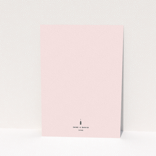 A wedding invite card design called "See you at the reception". It is an A6 invite in a portrait orientation. "See you at the reception" is available as a flat invite, with mainly pink colouring.