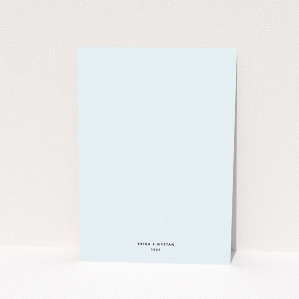 A wedding invite card design named "Take on the sides". It is an A6 invite in a portrait orientation. "Take on the sides" is available as a flat invite, with mainly blue colouring.
