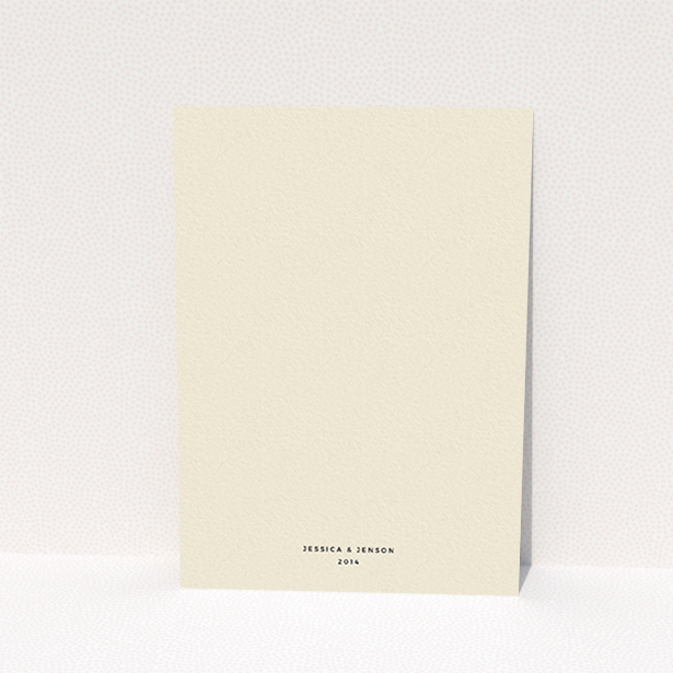 A wedding invite card named "To the right". It is an A6 invite in a portrait orientation. "To the right" is available as a flat invite, with tones of cream and navy blue.