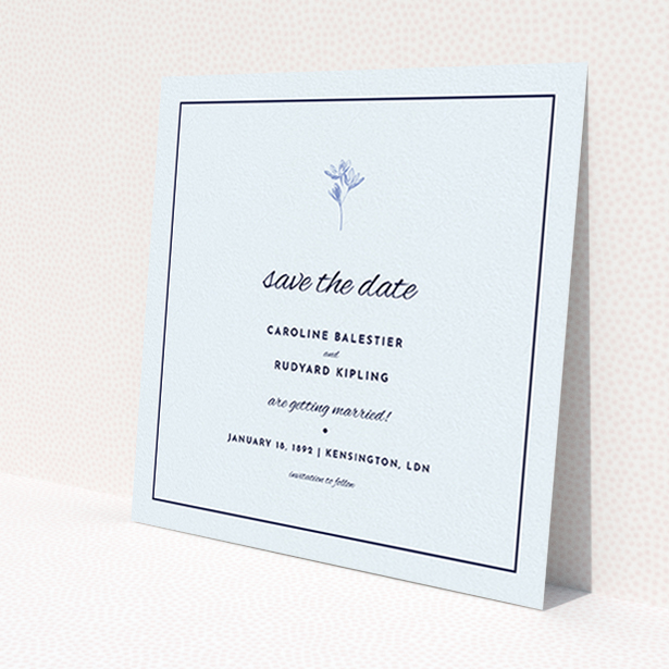 A wedding save the date card named 'My little daisy'. It is a square (148mm x 148mm) card in a square orientation. 'My little daisy' is available as a flat card, with mainly white colouring.