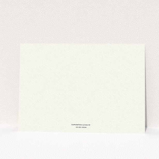 A wedding save the date card called "Simple Saving". It is an A6 card in a landscape orientation. It is a photographic wedding save the date card with room for 1 photo. "Simple Saving" is available as a flat card, with tones of cream and black.