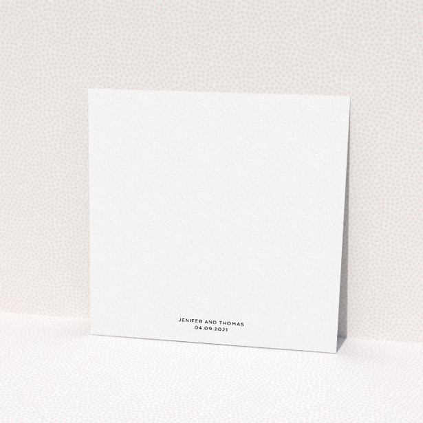 A wedding save the date card named "To the Point". It is a square (148mm x 148mm) card in a square orientation. It is a photographic wedding save the date card with room for 1 photo. "To the Point" is available as a flat card, with mainly white colouring.